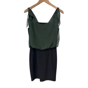 MBN Maria Bianco Nero Mini Dress M Cocktail Silk Contrast Bouson Top Green Black